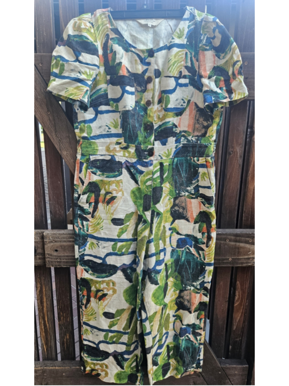 Gorman x Spencer Shakespeare "Casa Verde" 100% Linen Jumpsuit - Size 14